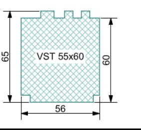 VST 55×60 méretek – műszaki rajz